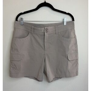 Eddie Bauer Summer Trail Cargo Shorts Women Sz 12 Beige Hiking Outdoor Gorpcore